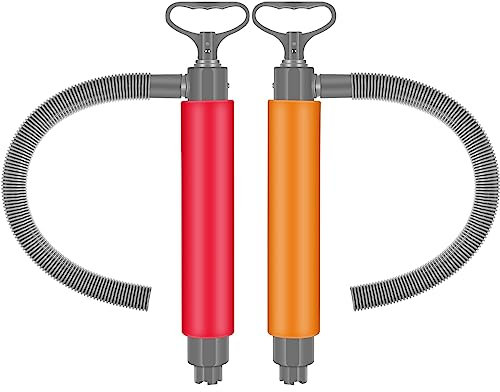 Lanties 2 Pcs Bilge Pump Manual Hand Water Pump Portable Boat Accessories Removal Bilge Pump Kit Water Pumps with Reversible Hose for Boats Kayaks Canoes Sailboat, Red Orange