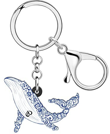 DALANE Wal Schlüsselanhänger Acryl Meer Fisch Auto Schlüsselring Wal Schmuck Geschenke für Damen Mädchen Geldbörsenanhänger (Blau)