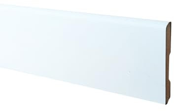 Onlywood 11 Metri Lineari Battiscopa bianco in Mdf EVE Spessore 8 mm x Altezza 70 mm- Zoccolino Battiscopa Verniciabile a piacere Modello Liscio a Becco di Civetta