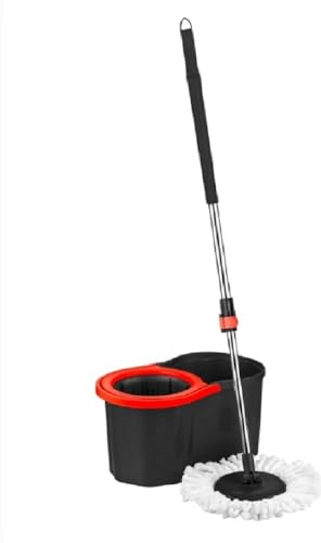 Mocio lavapavimenti rotante a 360° mop microfibra secchio nero 16 litri lava strizza con una mano pulizia perfetta senza fatica