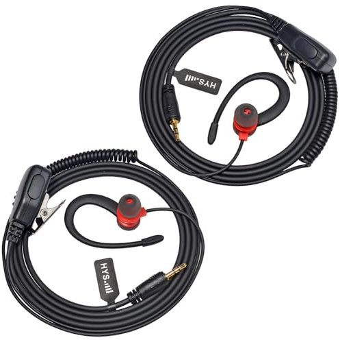 HYS Radio Earpiece Compatible with Cobra | 2 Pack, PX650 RX680 RX380 AM1055 AM855 AM655 AM255 MicroTalk Walkie-Talkies, 2.5mm 1-Pin Headset with Microphone