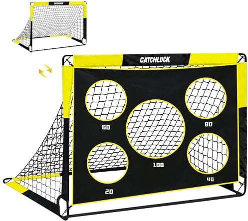 CATCHLUCK Kids Football Goal Pop Up Football Net for the Garden 4ft x 3ft, 5ft x 4ft, Kids Training Equipment with Target and Carry Bag