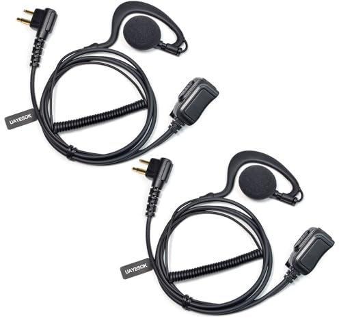 UAYESOK Lot de 2 écouteurs de police en forme de G pour Motorola 2 broches, talkie-walkie de sécurité avec microphone PTT pour Motorola XT420 XT460 CP040 DP1400 GP88 Hytera PD405 PD505