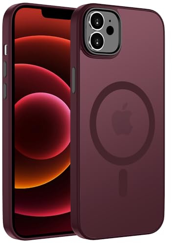 ORDA für iPhone 12 Hülle 6.1 Zoll Kompatibel mit MagSafe,Magnetisch Handyhülle für iPhone 12 Pro Case Durchscheinende Matt Rückseite für iPhone 12/12 Pro Dünn Stoßfest Schutzhülle Pflaume