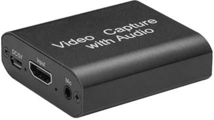 Video Capture Card, HDMI USB Video Capture Device, 4K Input Full HD 1080P Output with 3. 5mm Ports for Live Gaming Streaming Broadcasting Video Recording (No external Power Required)