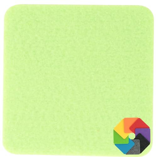 Design Filz Untersetzer eckig - 10x10cm in Pastell-grün für Glas, Getränke, Bar, Tasse, Vase