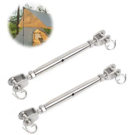 2 Pièces M8 Tendeurs à Vis, 304 Câble Tendeur Inox, Ridoir Tendeur D'auvent, pour Voilier, Auvent