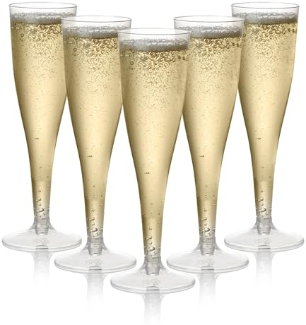 MATANA 48 Verres à Champagne en Plastique Élégantes Premium, 133ml - Flûtes à Champagne, Coupes de Champagne pour Mariages, Anniversaires & Fêtes - Solide & Réutilisable