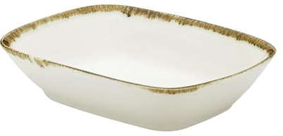 METRO Professional ateo, plato de servicio rectangular de porcelana beige, 12 x 8,3 x 2,6 cm, borde decorativo marrón oscuro, apto para microondas y lavavajillas