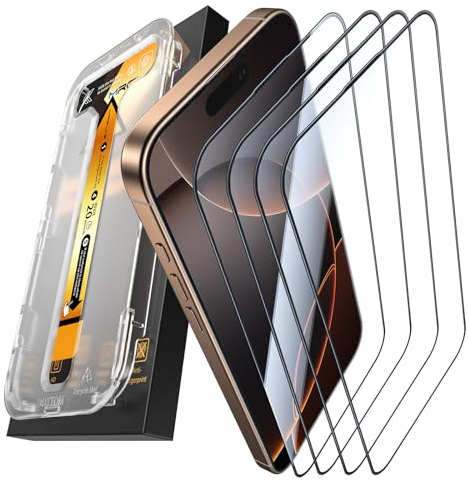 MRGLAS [4 Stück] iPhone 16 Pro Max Panzerglas – Full Screen Displayschutzfolie mit Auto-Installation & Automatischer Kalibrierung, 9H+ Gehärtetes Schutzglas, Militärschutz, Anti-Fingerabdruck, HD Klar