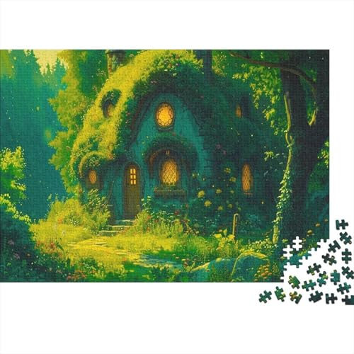 lihuogongsio Ghibli Puzzle 1000 Teile Puzzle Teilige Elfenhütte Spielepuzzles Für Die Ganze Familie Brain Challenge Raumdekoration Lernspiel Spielzeug Geschenk Mehrfarbig 1000pcs (75x50cm)