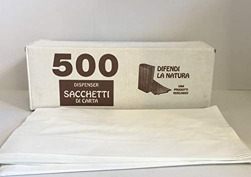 50/100/500 Sacchetti di Carta Bianchi 25x50 cm Sacchetto in Carta Kraft Bianca per Alimenti Pane Dolci DOLCIUMI Articoli da Forno ORTOFRUTTA (50)