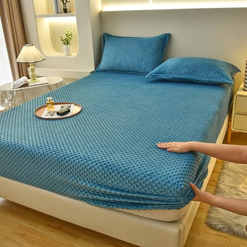 JIANINGHOME Winter Spannbettlaken 120x200,Spannbettlaken kuschelige Cashmere-Touch Bettlaken Jersey Fleece Spannbetttuch Bett Flauschiges Laken