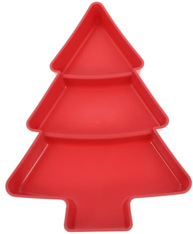 Gatuida Platos De Aperitivos De Plástico Forma Árbol De Navidad Bandeja De Comida Compartimentos para Frutas Dulces Snacks Plato De Tazón Navideño para Fiestas y Celebraciones