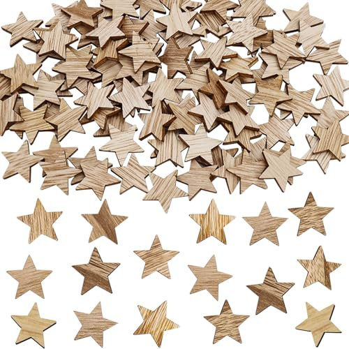 ParPix Kleine Holzsterne zum Basteln 2cm, 100 Stück Holz Sterne Deko Weihnachten, Holzsterne Klein, Streudeko Sterne zum Basteln,Deko Sterne Weihnachten Konfetti,Holzstern Tischdeko,DIY Sterne Basteln
