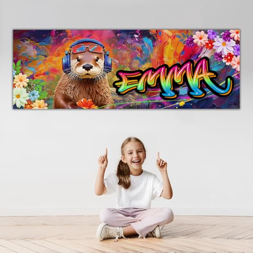 tjapalo® ZP99 Graffiti Poster Mit Namen - Coole Bilder für Teenager Kinderzimmer Mädchen - Otter Motiv