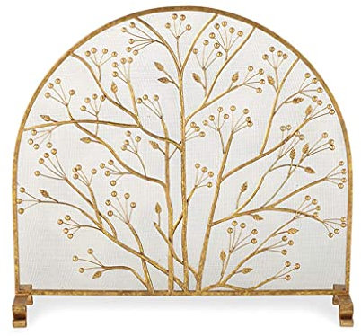 Fireplace Screen Guard, Kaminschutz, Retro-Schmiedeeisen-Kaminsims, Dekoration, echter Kamin, Feuergürtel, Netztrennwand, Leitplanke, 2 Farben (Color : Black)