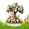 Osterhasen - Bürohasen Schreibtisch Ostereier Baum Schreibtisch | Osterhase Figur aus Keramik Büro Ostern Deko Osterdeko Niedliche Miniatur Bürohasen für Dezember