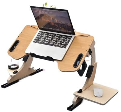 CYMMIYT Klappbarer Betttisch for Zuhause, Lazy Bed, Esstisch, Schlafsaal, Arbeitszimmer, klappbarer Büroschreibtisch, multifunktionales Notebook-Lernwerkzeug(Bamboo Wood Color)