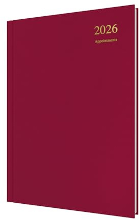 Collins - Essential – Kalender 2026, Jahresplaner, 12 Monate, Tages-zu-Seite mit 1/2-Stunden-Terminplaner, A4, fester Einband, Kastanienbraun (ESSA41A.78-26)