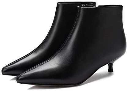 ETZRYSYB Scarpe basse da donna Stivali da donna Stivaletti in pelle alla caviglia con cerniera Stivaletti Tacchi alti Scarpe Autunno Tacchi bassi 3 CM Stivali invernali Punta a punta