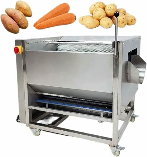 750 W Stainless Electric Potato Peel with A 360 ° Filter and Nozzle, Capacity of 10 to 12 Kg, 150 Kg/h, Ideal for Cleaning Vegetables Such As Potatoes, Onions, Apples and Ginger.