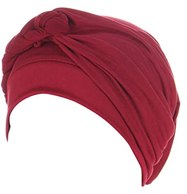I Putt Out Hat Ethnic Head Cover Hat Cap Braid Turban Pre-Tied Hair Caps (Wine, One Size)