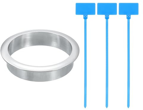 sourcing map Desk Grommet, 2-3/4 (70mm) Zinc Alloy Cable Hole Cover Wire Cord Organizer with Marked Cable Ties for Home Office Desktop Wire, Silver Tone