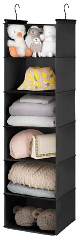 GRANNY SAYS Hängeregal Schrank mit 6 Fächern, 1 Stück Hängeaufbewahrung Kleiderschrank Organizer Hängend, Schrank Hängeorganizer, Faltbare Hängeregal Stoff, Schwarz Hänge Organizer