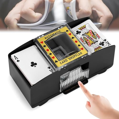 Cerioll Kartenmischmaschine Elektrische, Automatischer Kartenmischer, Mischmaschine für 2 Decks, Automatischer Elektrischer Mischer für Kartenspiele, Texas Hold'em, Poker, Heimkartenspiele