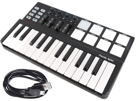 Controller MIDI USB Portatile Mtlavishness con 25 Tasti Sensibili alla Velocità 8 Pad Retroilluminati Colorati Plug and Play 4 Gruppi di Controllo 8 Pulsanti di Controllo C