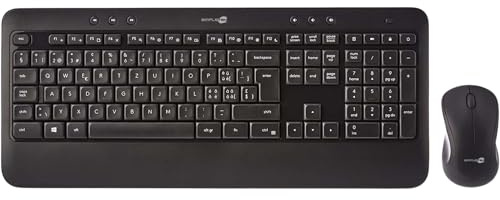 SIMPLETEK - Kabellose optische Tastatur und Maus | Schweizer Layout SWI QWERTZ (CH) | Wasserdichte Tastatur, Ergonomie (überholt)