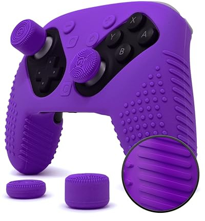 Foamy Lizard AlphaPro Silicone Grip Set for Nintendo Switch 2 Pro Controller | Anti-Slip Soft Gel Protective Cover, Flat Studded Comfort, Side Rails, Full Rear Paddle Access, Raised Thumb Grips