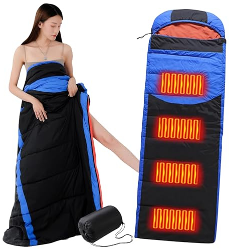 XIAOQENAN Flexibler Schlafsack mit Kordel und 3 Wärmegraden, transportierbar, elektrische Bettwäsche für kaltes Wetter, Flammen-Edition, elektrischer Schlummersack
