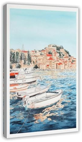 GAPKJGTS Sibenik Aquarell Kroatien Landschaft Leinwand Poster Schlafzimmer Dekor Landschaft Büro Zimmer Dekor Geschenk 30 x 45 cm
