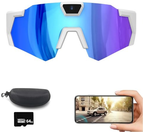WANWEN Smart Glasses Camera, Gafas con Cámara 4K, Adecuadas para Hombres y Mujeres, Fotografía y Grabación de Vídeo HD 1080P, Deportes al Aire Libre (Blue A)