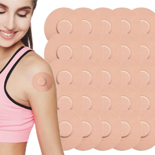 PBAHAUP 25 Stück Patches Sport Sensor, Kompatibel mit Libre 3 Pflaster, Selbstklebend Fixiertapes, Wasserdichte Fixierung Cgm, Hautfreundlich Sport Sensor Pflaster Für Schwimm & Bad (Beige)