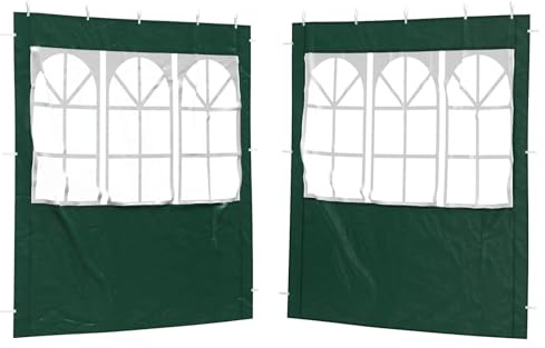 Owoxanthellate Lot de 2 tentes de fête - Parois latérales - 200 x 195 cm - Panneaux latéraux avec fenêtres en polyéthylène et acier - Pour tonnelle de jardin et tentes d'événements - Paroi latérale de