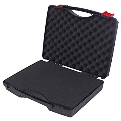 Black Plastic Case EN-EC-37D-2 with Foam Inserts Protective Lightweight Tool Box Storage Container