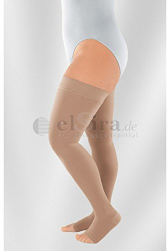 Kompressionsstrümpfe a-d Juzo Dynamic Cotton kurz Gr.III KKL.2 mandel geschlossene Fußspitze mit Haftrand