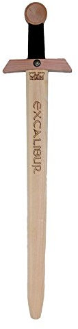 VAH - Stabiles Schwert Excalibur, 66cm Länge aus Buche-Echtholz [Brandprägung |Schnurgriff |Viele Details | Made in Germany]