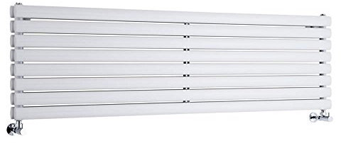 Milano Aruba White Horizontal Double Oval Panel Radiator - 472mm x 1600mm
