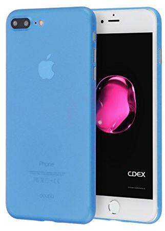 doupi UltraSlim Hülle kompatibel für iPhone 8 Plus / 7 Plus (5,5 Zoll), Ultra Dünn Fein Matt Oberfläche Handyhülle Cover Bumper Schutz Schale Hard Case Taschenschutz Design Schutzhülle, blau