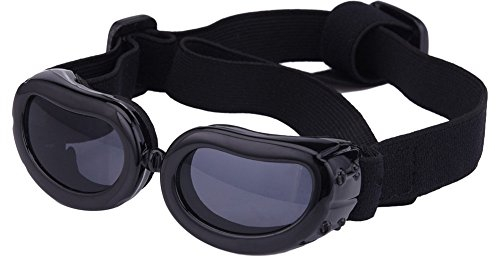 Outdoor Hund Sonnenbrille Anti-UV Augenschutz Schutzbrille Wasserdicht Winddicht Anti-Beschlag für Kleine Haustier Welpen Hund Katze (Schwarz)