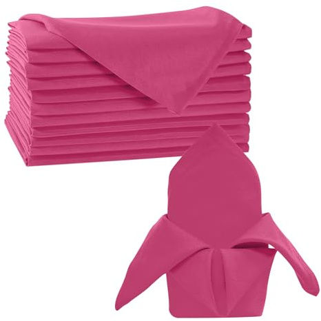 Trimming Shop Fuchsia Pink Tischservietten quadratisch aus Polyester für Restaurants Jahrestage Partys Hochzeiten — Elegante Servietten für Esszimmer für besondere Anlässe 50 cm x 50 cm 10 Stck