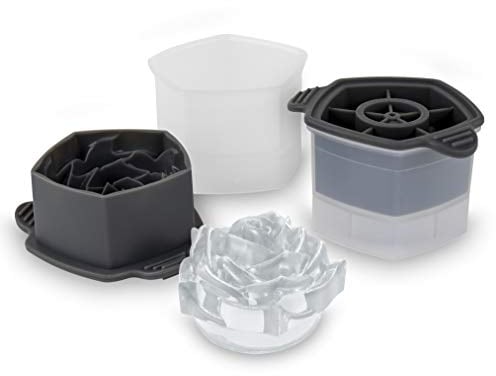 Tovolo 81-34440 Leak-Free, Rose Ice Cube Stackable with Tight Silicone Seal, Novelty Drink Mold-Set of 2, Plastic, Clear