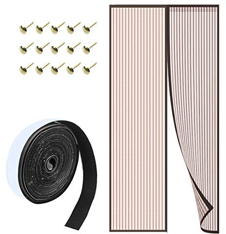 Zanzariera Magnetica per Porte 90 x 210 cm Tende Zanzariere con Calamita Totalmente Magnetica Impedendo Agli Insetti di Entrare per Esterna Balcone Porta Marrone