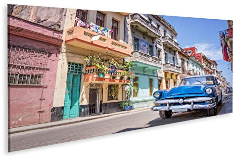 bilderfelix® Bild auf Leinwand Klassisches amerikanisches Oldtimer-Auto in Havanna, Kuba. Wandbild, Poster, Leinwandbild QPO