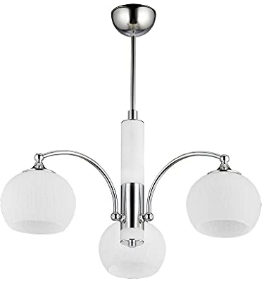 Licht-Erlebnisse Deckenleuchte Chrom Weiß aus Metall Glas 3-flammig Modern NABO Wohnzimmer Esszimmer Deckenlampe