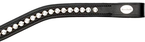 Stirnband Classic-Kandare, V, schwarz, weiße Steine